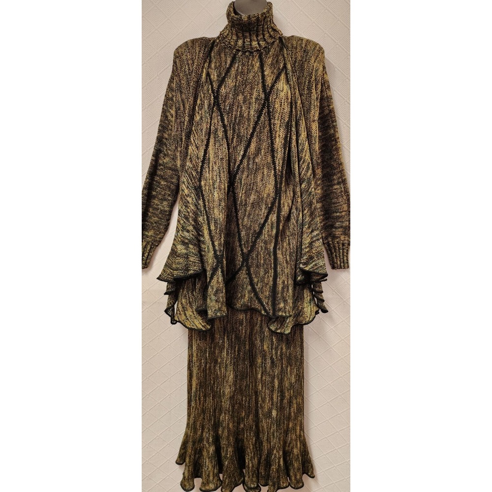 Vivian Chan Shaw L-Xl NEW! Vintage Knit 2pc Set  Cacoon Sweater & Skirt...